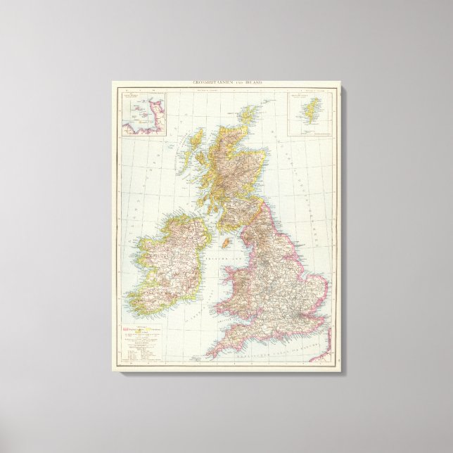Grossbritannien, Irland - Map of UK, Ireland Canvas Print (Front)