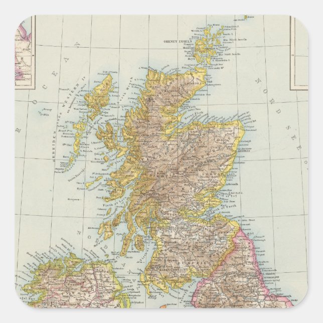 Grossbritannien, Irland - Map of UK, Ireland Square Sticker (Front)