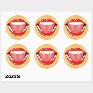 Grosse Bouche Drôle Cool riant Stickers Rond