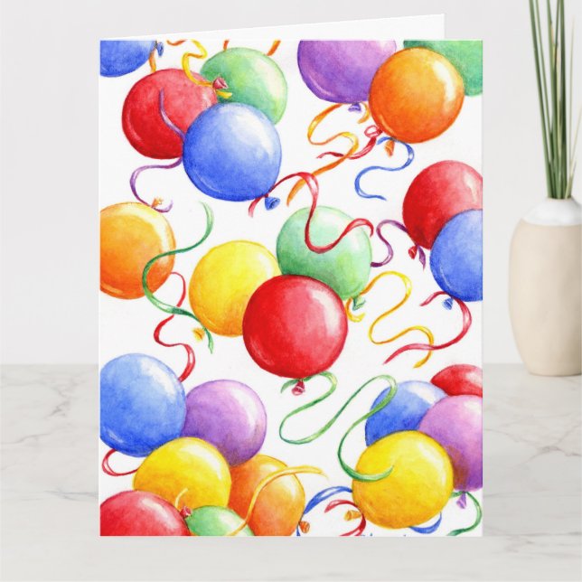 Grosse carte d'anniversaire Ballons colorés (Devant)