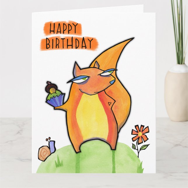 Grosse carte d'anniversaire de l'écureuil Grouchy (Devant)