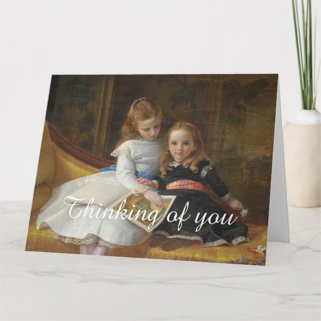 Grosse carte de deux jeunes filles victoriennes en (Devant)
