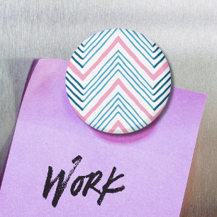 Grosse Chevron Zag en rose et Aqua Magnet