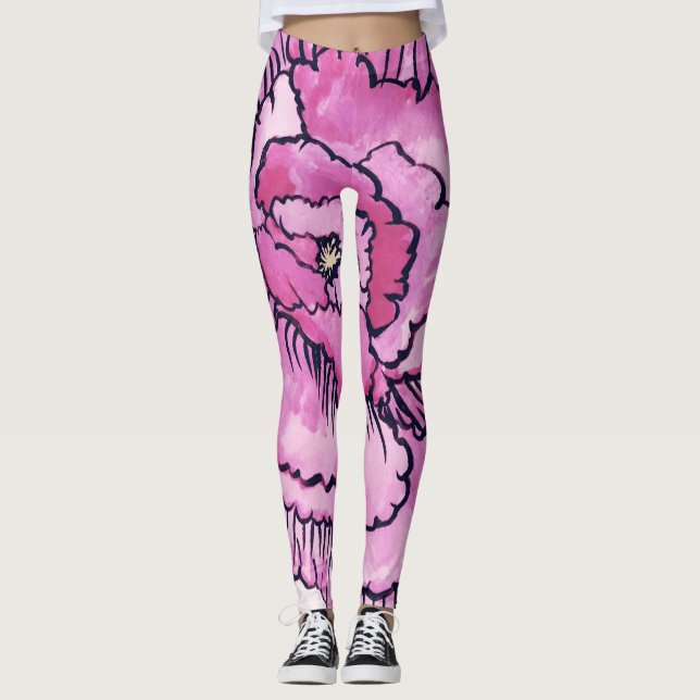 Grosse collection de fleurs roses leggings  (Devant)