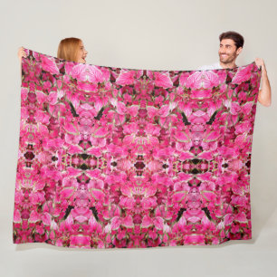 Grosse couverture en polaire Feuilles roses