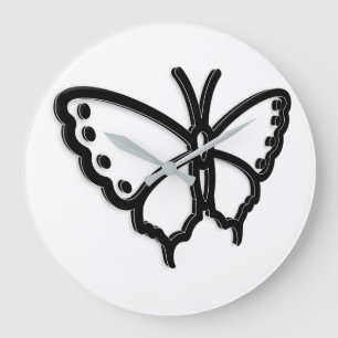 Grosse horloge à papillon noir et blanc