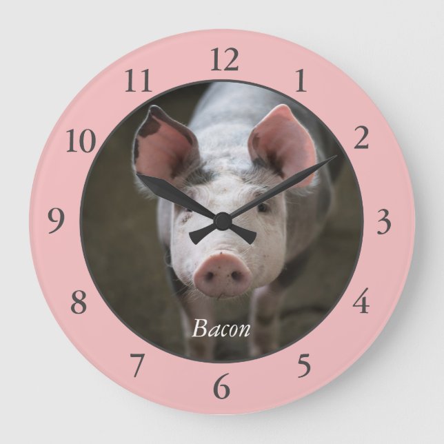 Grosse horloge de porc rose personnalisé (Recto)