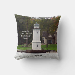 Grosse Ile North Channel Front Range Light square Throw Pillow