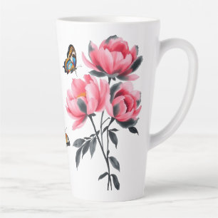 Grosse Mug Latte - Fleurs de pivoines roses, Papil