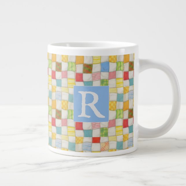 Grosse Mug + Texte / Bleu (Droite)