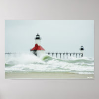 Grosse vague sur le lac Michigan Poster