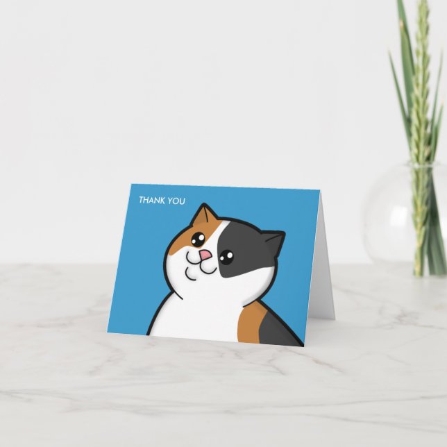 Grosses cartes de note heureuses de Merci de chat (Devant)