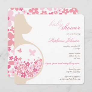 Grossesse et invitation rose de baby shower de