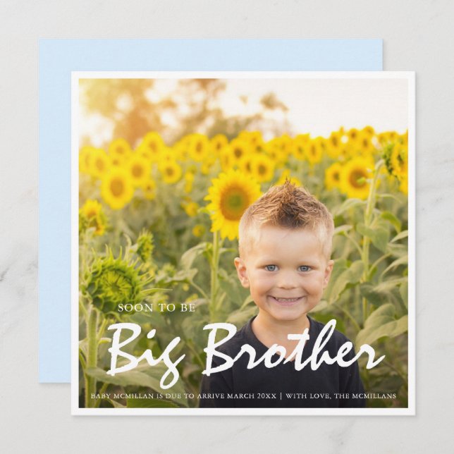 Grossesse photo Big Brother Faire-part bleu (Devant / Derrière)