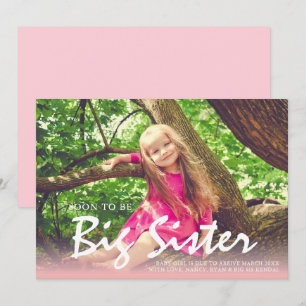 Grossesse photo Big Soeur Faire-part rose