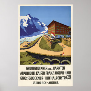 Grossglockner Austria Travel Poster Vintage Alps