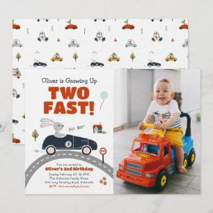 Grossissant Deux Voitures Rapides Invitation Anniv