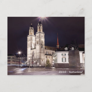 Grossmunster church in Zurich Postcard