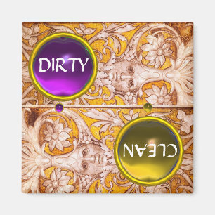GROTESQUE FACE GOLD WHITE FLOWERS  DIRTY CLEAN MAGNET