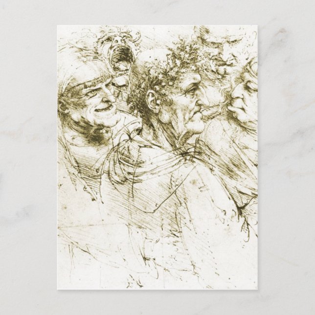Grotesque Heads Leonardo da Vinci Date : circa 149 Postcard (Front)