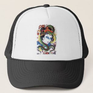Grotesque & Snake Tattoo Design Trucker Hat