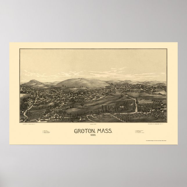 Groton, MA Panoramic Map - 1886 Poster (Front)