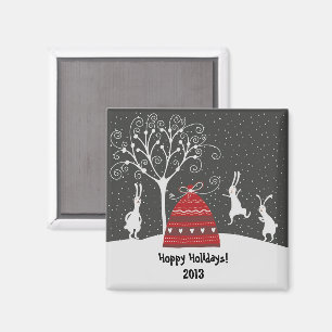 Grotte d'hiver Hoppy Holiday Magnet