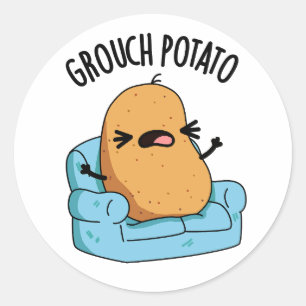 Grouch Potato Funny Veggie Puns  Classic Round Sticker