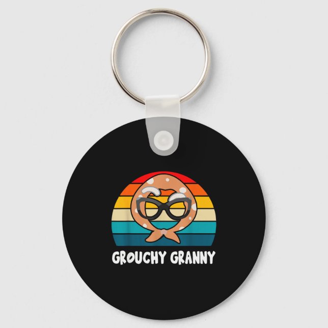 Grouchy Granny Funny Retro Vintage  Keychain (Front)