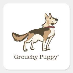 Grouchy Puppy Stickers!! Square Sticker