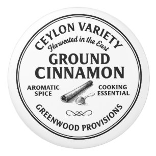 Ground Cinnamon Vintage Typography Ceramic Knob
