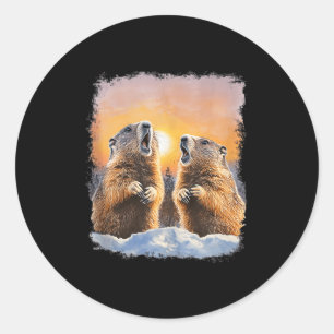 Ground Hog Day Howling At Sunrise Groundhogs Tank  Classic Round Sticker