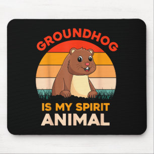 Ground Hog Is My Spirit Animal Retro Groundhog Day Mouse Pad