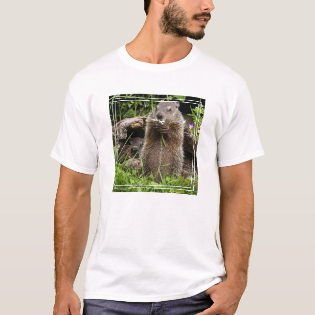Ground Hog Munching on a Flower T-Shirt (Front)