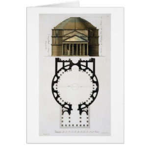 Ground plan and facade of the Pantheon, Rome, from