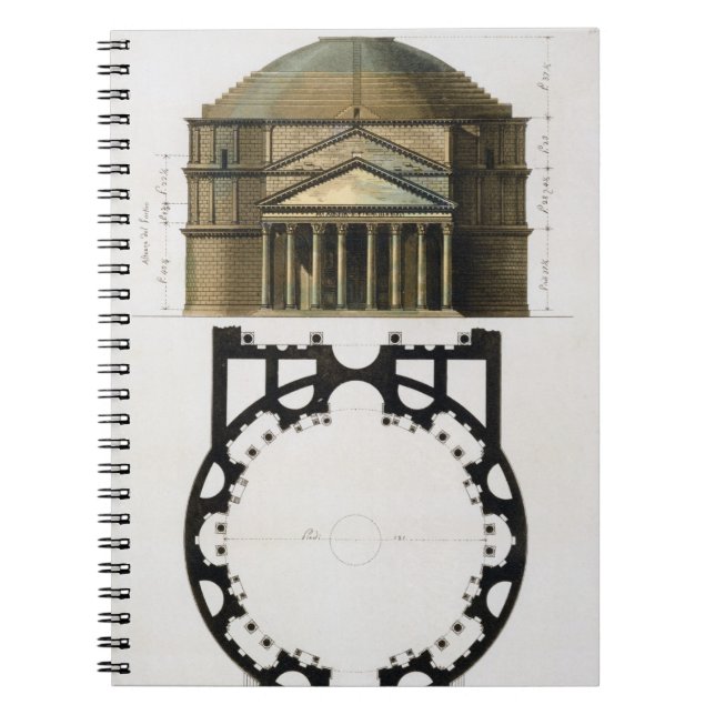 Ground plan and facade of the Pantheon, Rome, from Notebook (Front)