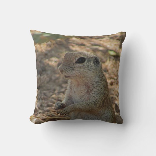 Ground Squirrel Nature Photo Desert Animal Throw Pillow (Front)