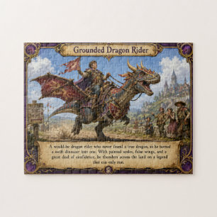 Grounded Dragon Rider Fantasy Dinosaur Adventure Jigsaw Puzzle