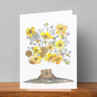 Groundhog and Buttercups Cute Watercolor Blank