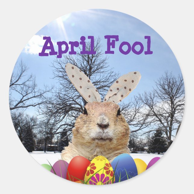 Groundhog April Fool Day Classic Round Sticker (Front)