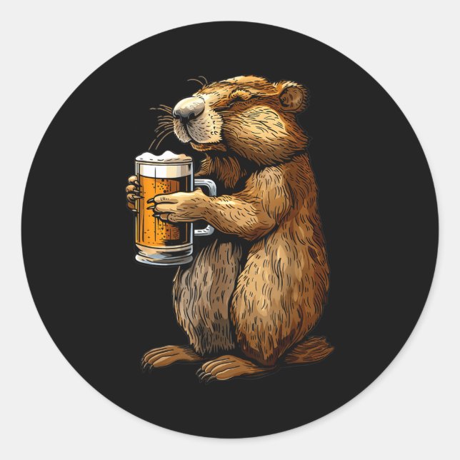 Groundhog Beer  Classic Round Sticker (Front)