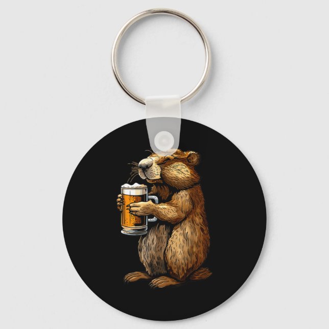 Groundhog Beer  Keychain (Front)