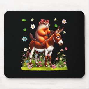 Groundhog Bow Tie Riding Donkey Farmer Lover Kids Mouse Pad