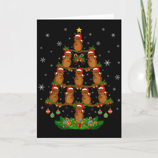Groundhog Christmas Tree Funny Xmas Lover  Card (Front)