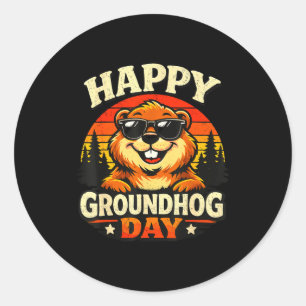 Groundhog classic round sticker