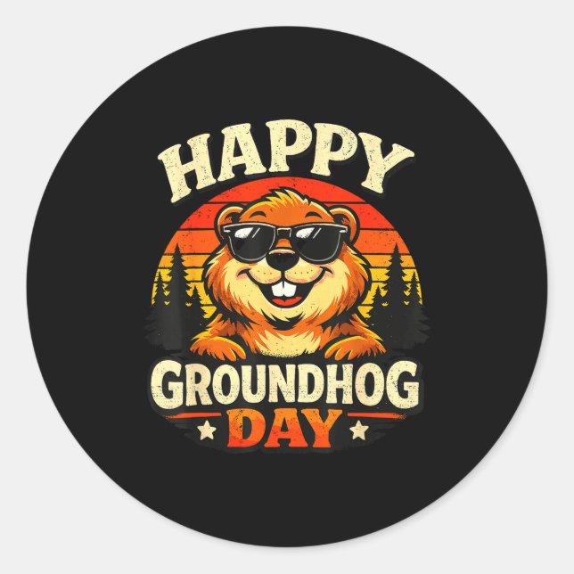 Groundhog  classic round sticker (Front)