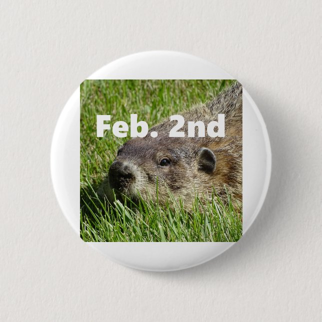 Groundhog close up 2 inch round button (Front)