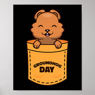 Groundhog Day 2023 Pocket Meme Funny Groundhog Lov Poster