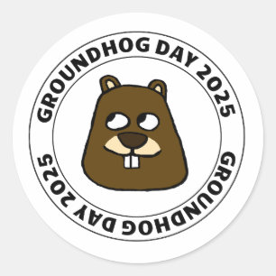 Groundhog Day 2025 with Groundhog face Classic Round Sticker