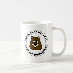 Groundhog Day 2025 with Groundhog face Coffee Mug